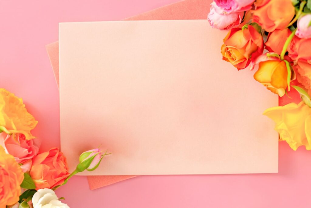 カラフルな薔薇の花のメッセージカード