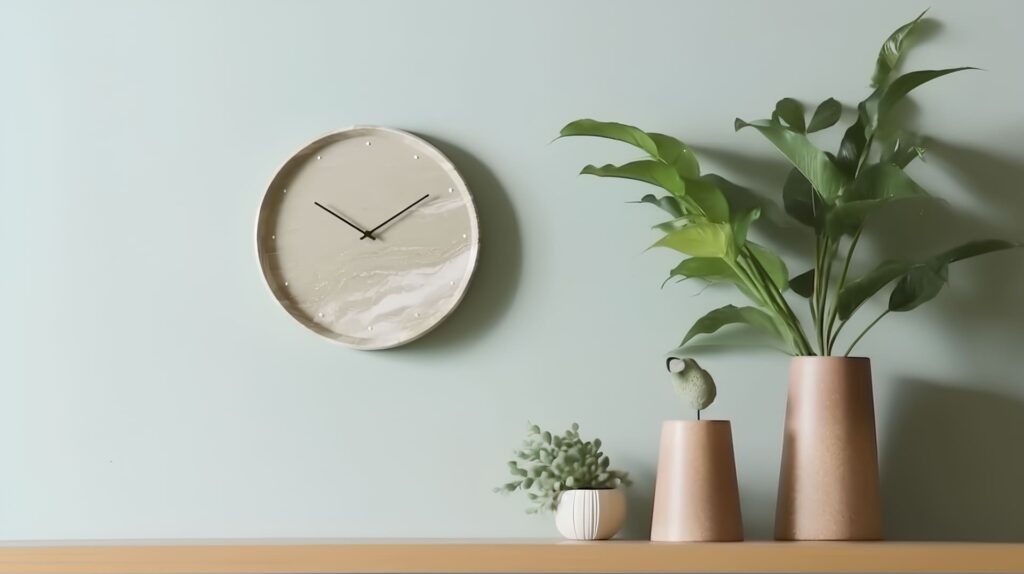 観葉植物と時計