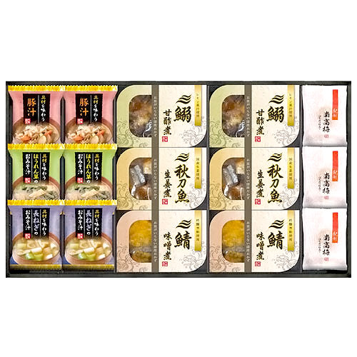 三陸産煮魚&おみそ汁・梅干セット MF-50