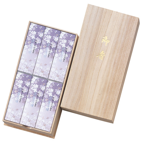 宇野千代のお線香 淡墨の桜 サック6入(桐箱入) 37106