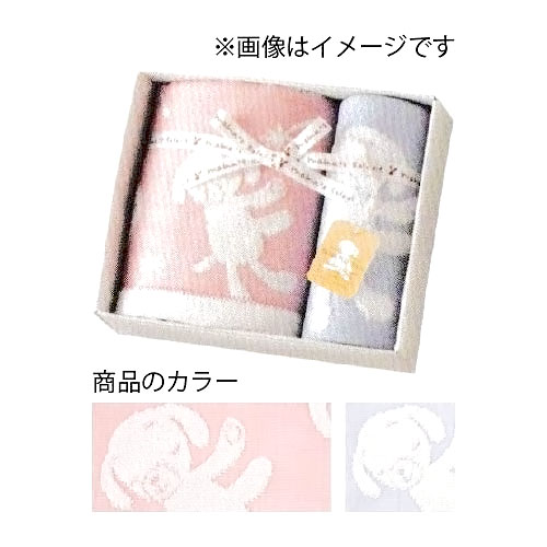 [コンテックス]マカロン ギフトセット フェイスタオル1 ピンク/ハンカチ1 ブルー KFG1698