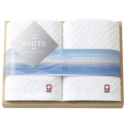 今治 The WHITE 木箱入りスリムバスタオル2枚セット 65530